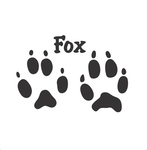 Fox Track Foot Print Animal Track Word FOX Printed Paw Print Animal Zoo Cut Sign Image Clipart ...