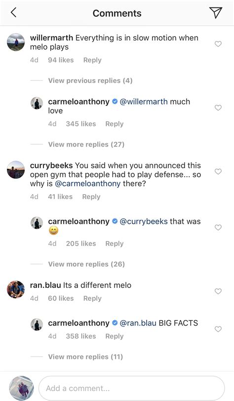 Carmelo Anthony responds to fans hating on him in Instagram comments