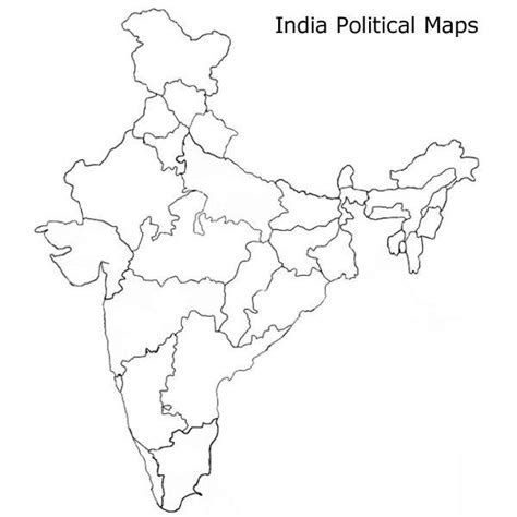 A4 Size Political Map Of India Blank Printable Pdf