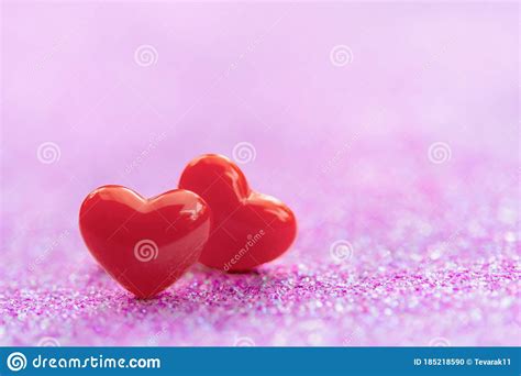 Valentines Day Background with Red Heart Shapes on Abstract Light Pink ...