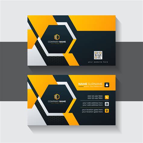 modern business card template with elegant professional Dark and Orange color design for ...