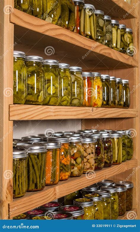 Storage Shelves with Canned Food Stock Image - Image of home, canning ...