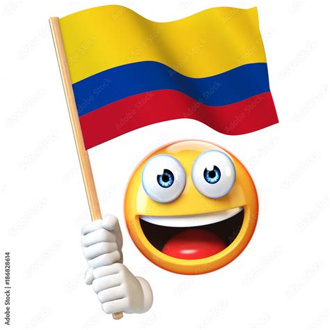 Emoji holding Colombian flag, emoticon waving national flag of Colombia ...