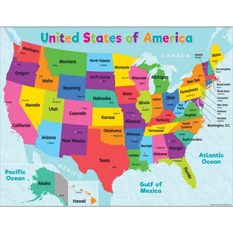 Colorful United States of America Map Chart - TCR7492 | Teacher Created ...