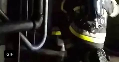 Firefighter fighting a backdraft - 9GAG