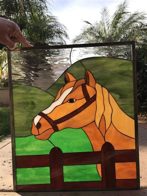 Horse Stained Glass Window Panel Hangings Equine Horse Face | Etsy ...