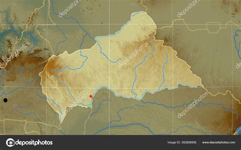 Central African Republic Outlined Relief Orthographic Map Capital Administrative Borders Stock ...