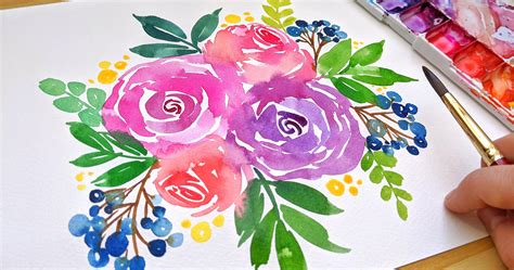 Watercolor Florals: Painting a Vibrant Flower Bouquet with Loose watercolor | Nina Belle ...