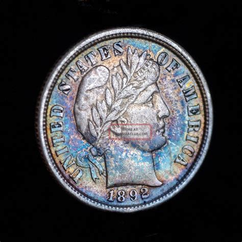 1892 Barber Dime Rainbow Toning