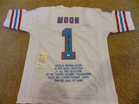 #1 WARREN MOON Houston Oilers NFL QB White Stats Throwback Jersey ...