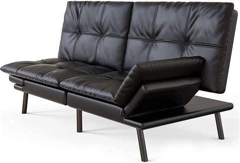 Futon Sofa Bed Convertible Sleeper Sofa Faux Leather Couch Daybed with ...