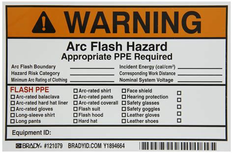 Buy Brady 121079 Vinyl Write-On Arc Flash Labels (Warning) , Black/Orange On White, 4" Height x ...