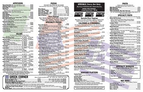 Menu at Ocean Deli pizzeria, Wallops Island