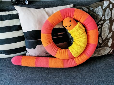 Giant Worm Plush Toy With Knitted Turtleneck Orange-pink - Etsy