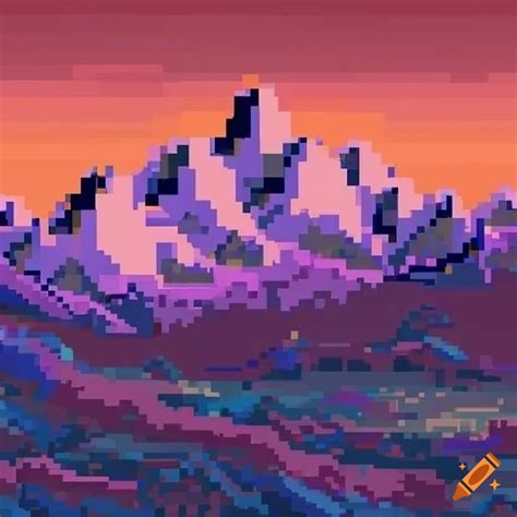 Pixel art of floating mountains on Craiyon