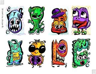Monster Stickers | Stickers to color ( or already colored ).… | Flickr