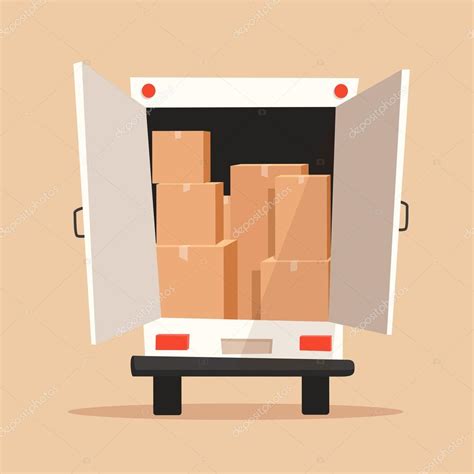 Moving with boxes. Transport company. Cartoon vector illustration Stock ...