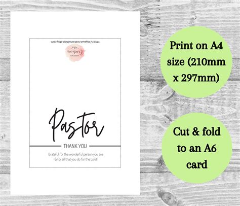 Pastor Printable Card, Thank You Card for Pastor, Printable Pastor Appreciation Card, Printable ...