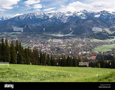 View of the valley, the Western Tatras and Zakopane from Gubalowka ...