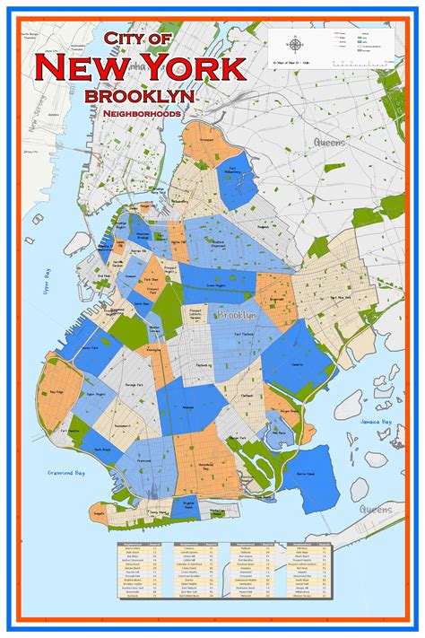 New York City Brooklyn Neighborhood Map | Etsy