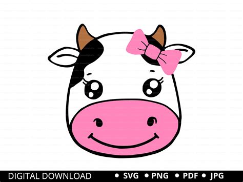 Cow Face for Girls Svg Cow Svg Cow Cut File Cow Head Farm - Etsy