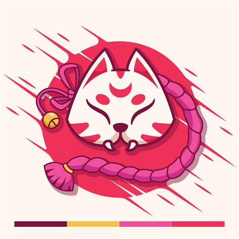 kitsune traditional japanese mask illustration 9387631 Vector Art at ...