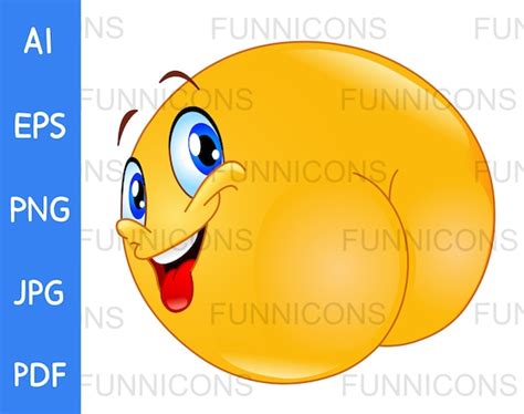 Clipart Cartoon of a Happy Mooning Emoji Emoticon With Tongue - Etsy