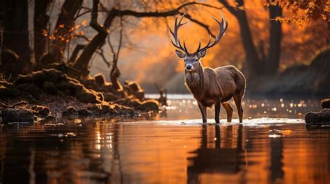 Premium AI Image | A deer standing in water