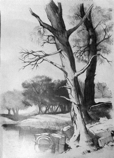 Pencil Sketch Scenery at PaintingValley.com | Explore collection of ...