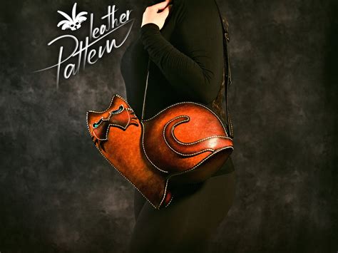 Cat leather bag pattern PDF - by LeatherHubPatterns