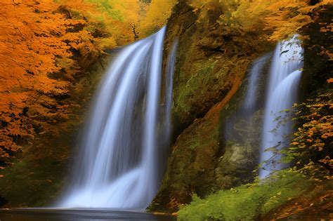 Autumn Waterfall Painting · Creative Fabrica