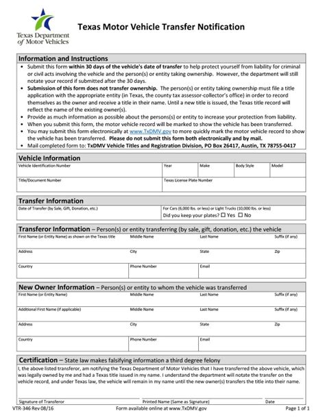 Texas Department Of Motor Vehicles Forms | Webmotor.org