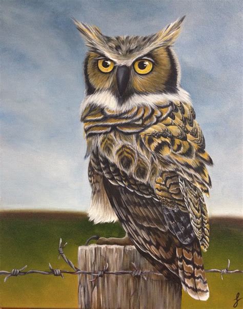 Great horned owl acrylic painting by Jennifer Noseworthy | Owl art, Owl ...