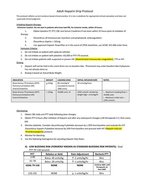 Heparin-drip-protocol. Protocol from start to finish - Adult Heparin Drip Protocol This protocol ...