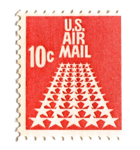 10 Vintage 1968 Air Mail Postage Stamps 10 Cent Red Air Mail | Etsy