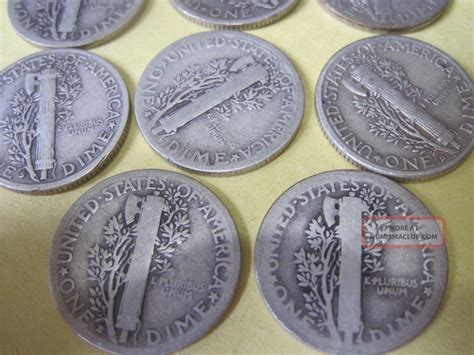 11 Circulated Mercury Silver Dimes/most With Marks