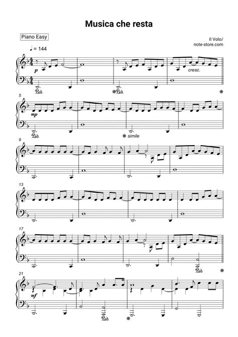 Il Volo - Musica che resta sheet music for piano download | Piano.Easy ...