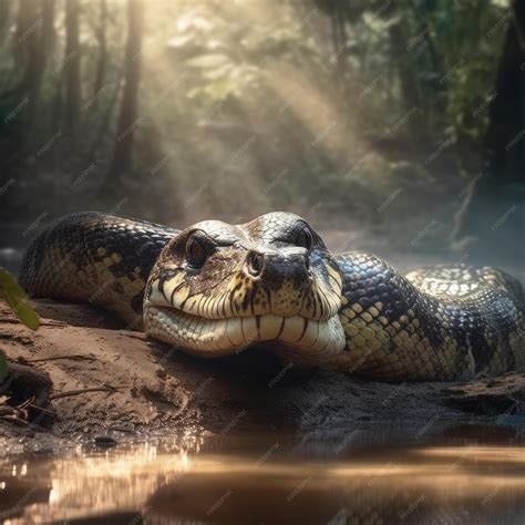 Premium AI Image | Anaconda in natural habitat generative AI