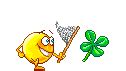 Leprechaun, Shamrock, Clover and pot of gold moving clip art animations