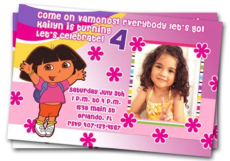 Printable Dora Invitations Cards - Invitation Design Blog