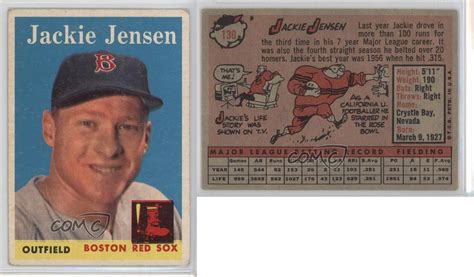 1958 Topps #130 Jackie Jensen Boston Red Sox Baseball Card | eBay