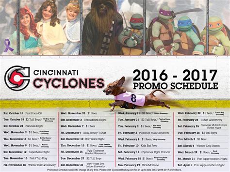 Cyclones 2016-2017 Promotional Schedule : r/CincinnatiCyclones