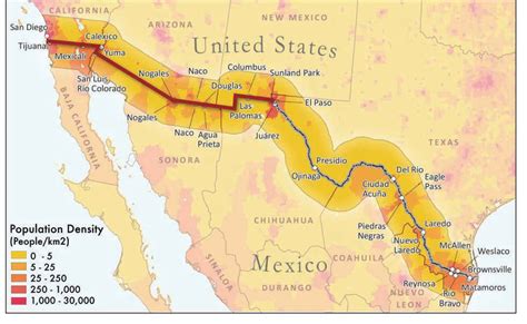 3 Population density in u.S.-Mexico border region. Population density ...