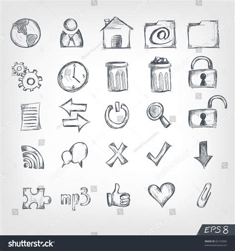 Sketch Icon Set Stock Vector (Royalty Free) 82133005 | Shutterstock