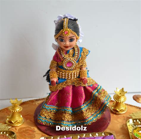 Handcrafted theme doll for half saree ceremony Moving Dolls, Wedding Couples, Wedding Gifts ...