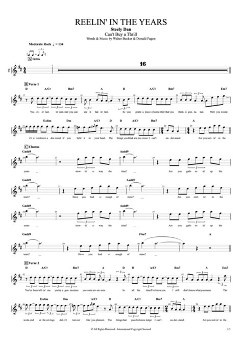 Reelin' In the Years Tab by Steely Dan (Guitar Pro) - Full Score ...