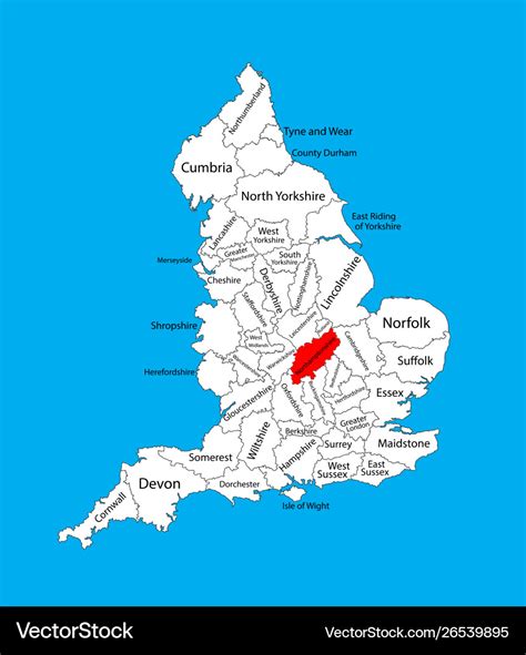 Map northamptonshire in east midlands uk Vector Image