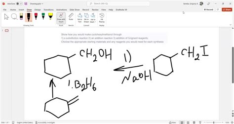 SOLVED: Show how you would make cyclohexylmethanol through 1) a ...