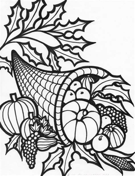 Free Coloring Pages: Thanksgiving Cornucopia Coloring Pages