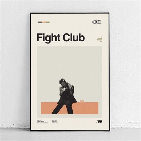 Fight Club Poster Midcentury Modern Home Decor David Fincher Brad Pitt ...